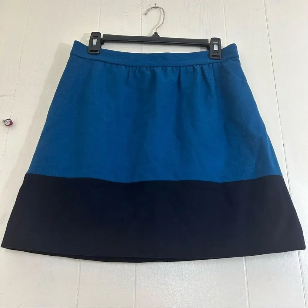 J.CREW Wool Mini Skirt Size 6 Formal Office Aqua Blue Black Wool Mini Skirt